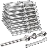 BLIKA 50 Pack 1/8" Cable Railing Swage Threaded Stud Tension End Fitting | For Deck Stair Cable Railing, T316 Stainless Steel, Cable Railing Tensioner 1/8" for 2"x2" Wood/Metal Post