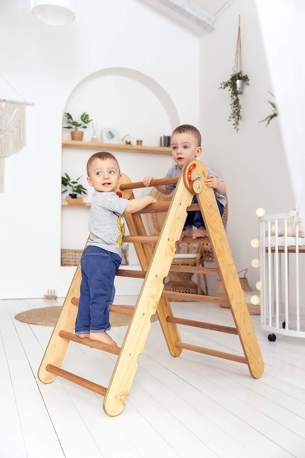 Triangle Ladder + Climbing net (Set 2in1) for Indoor Playground - Climbing Toys for Kids and Toddlers 1-3-5 y.o: Toys & Games