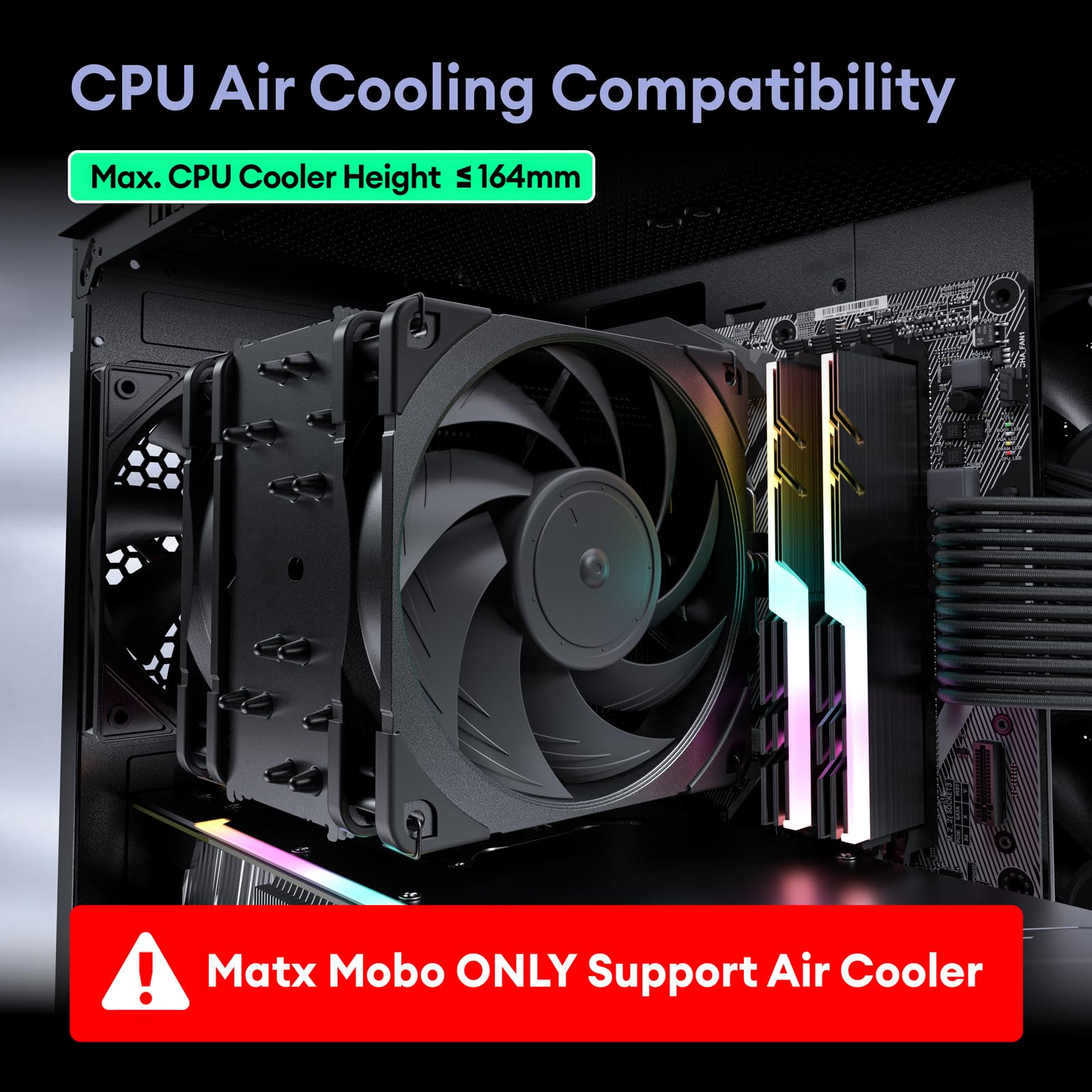 Okinos MATX PC Case, 5 x 120mm Case Fans (Non-PWM) Pre-Installed, Type-C Port, 270° Panoramic Tempered Glass Panel, 5-PCIe Slot, 240mm Radiator ONLY for ITX MOBO, Micro ATX Case, Mirage 2