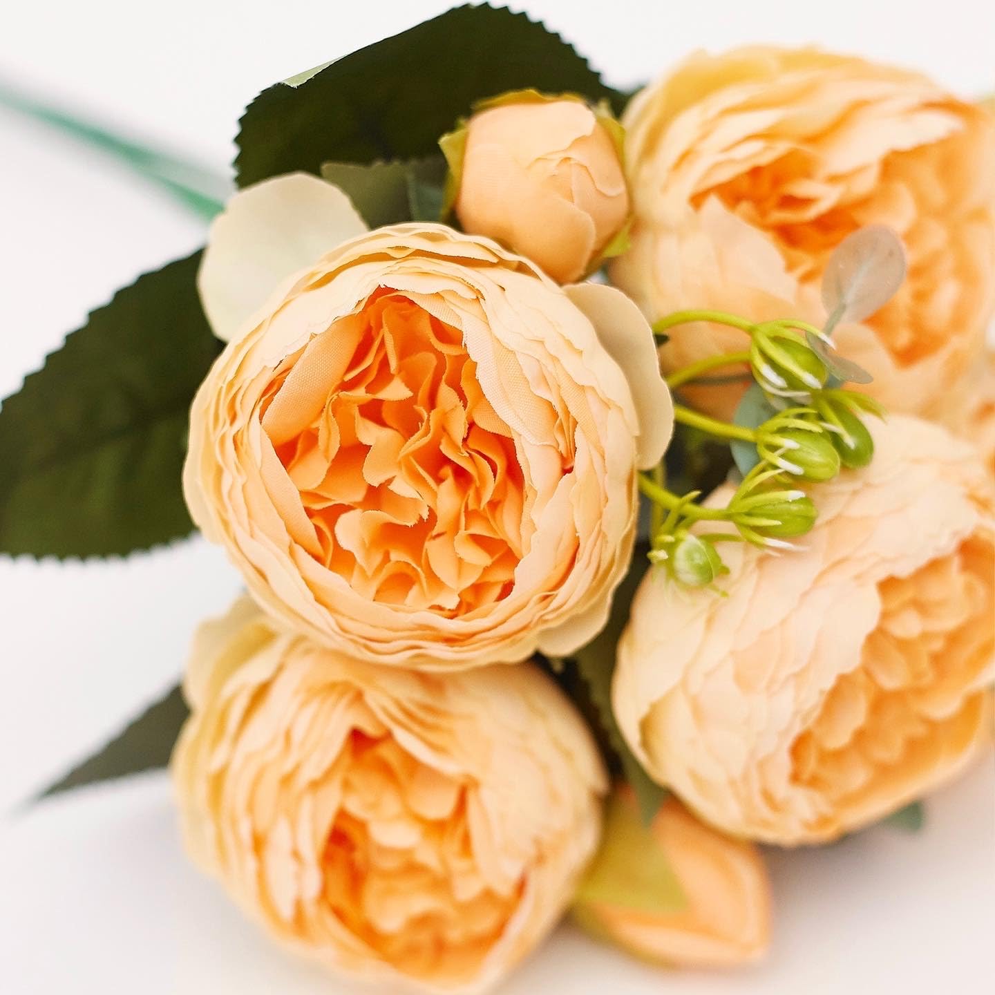 The Baked Studio - Silk Peony and Tea Rose Artificial Bouquet 9 Heads Realistic Fake Plant for DIY Craft Cake Living Room Home Wedding Decoration (YELLOW) — image 1