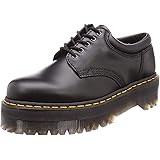dr martens quad 5 tie stacked leather flat shoes in black