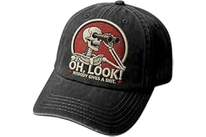 Oh Look Nobody Gives a Skeleton Scout Cap,Vintage Embroidered Quirky Fun Pattern Adjustable Outdoor for Men Women