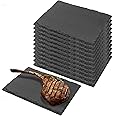 TAICHEUT 12 Pack 9 x 6 Inch Black Slate Cheese Board, Slate Stone Serving Tray Slate Plates for Food, Sushi, Steak and Charcu