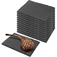 TAICHEUT 12 Pack 9 x 6 Inch Black Slate Cheese Board, Slate Stone Serving Tray Slate Plates for Food, Sushi, Steak and Charcu