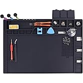 Premium Heat Resistant 932° Magnetic Silicone Soldering Mat Electronics Work Mat for Computer Cell Phone Laptop Repair,BGA So