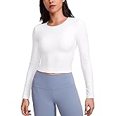 CRZ YOGA Butterluxe Scoop Neck Long Sleeve Shirts for Women - Workout Athletic Casual Tops Crop Slim Basic Tight Shirt