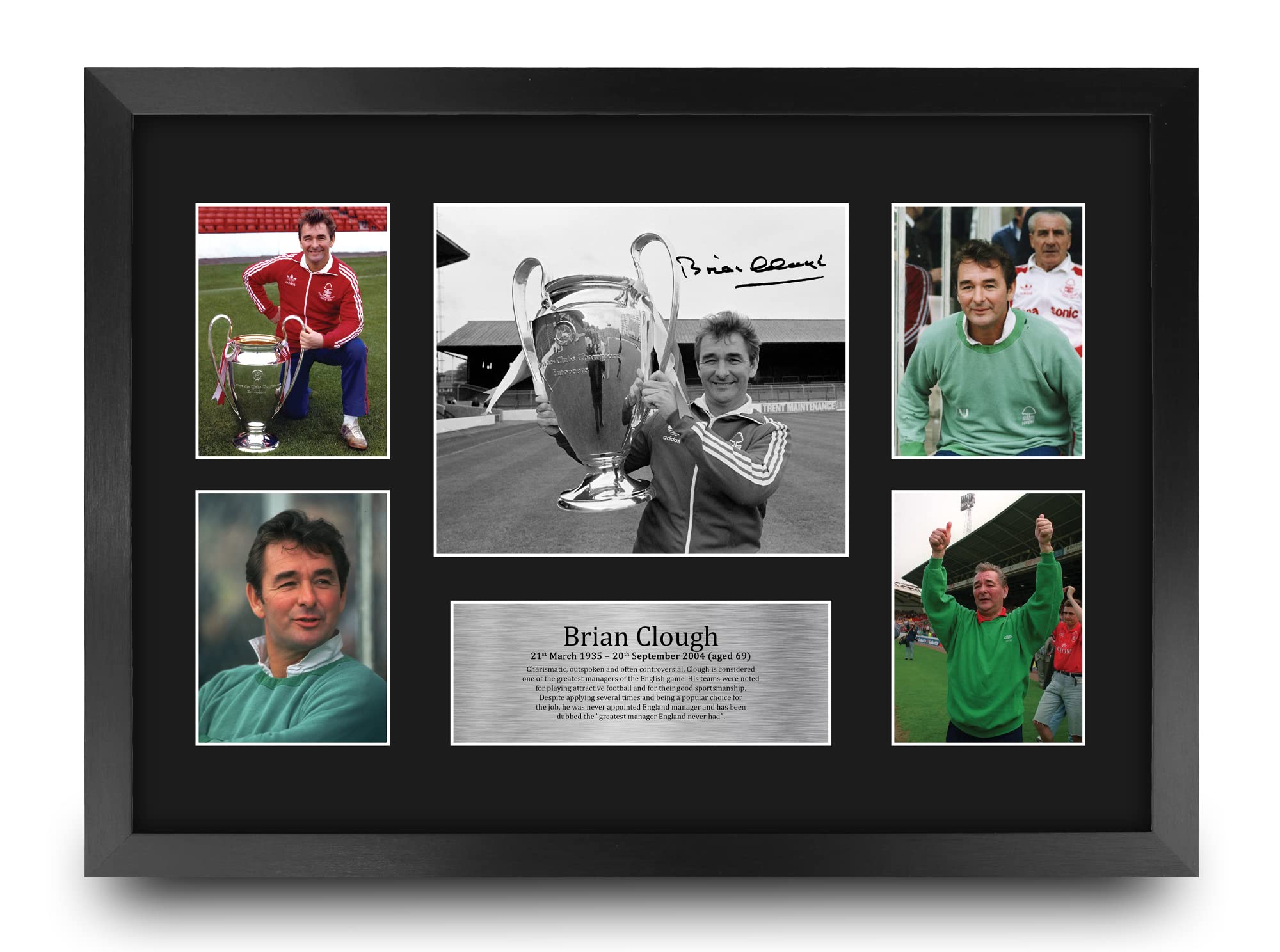 HWC Trading FR A3 Brian Clough Nottingham Forest Gifts Printed Signed Autograph Picture for Football Fans and Supporters - A3 Framed