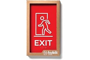 Kubik Letters Premium Exit Sign - Emergency Exit Sign - ADA Compliant - Modern Design with Grade 2 Braille for Emergency Door - 3M Double-Sided Tape