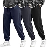 August Alley 3 Pack Men's Corduroy Joggers Pants Casual Baggy Sweatpants Drawstring Elastic Waist Tapered with Pockets