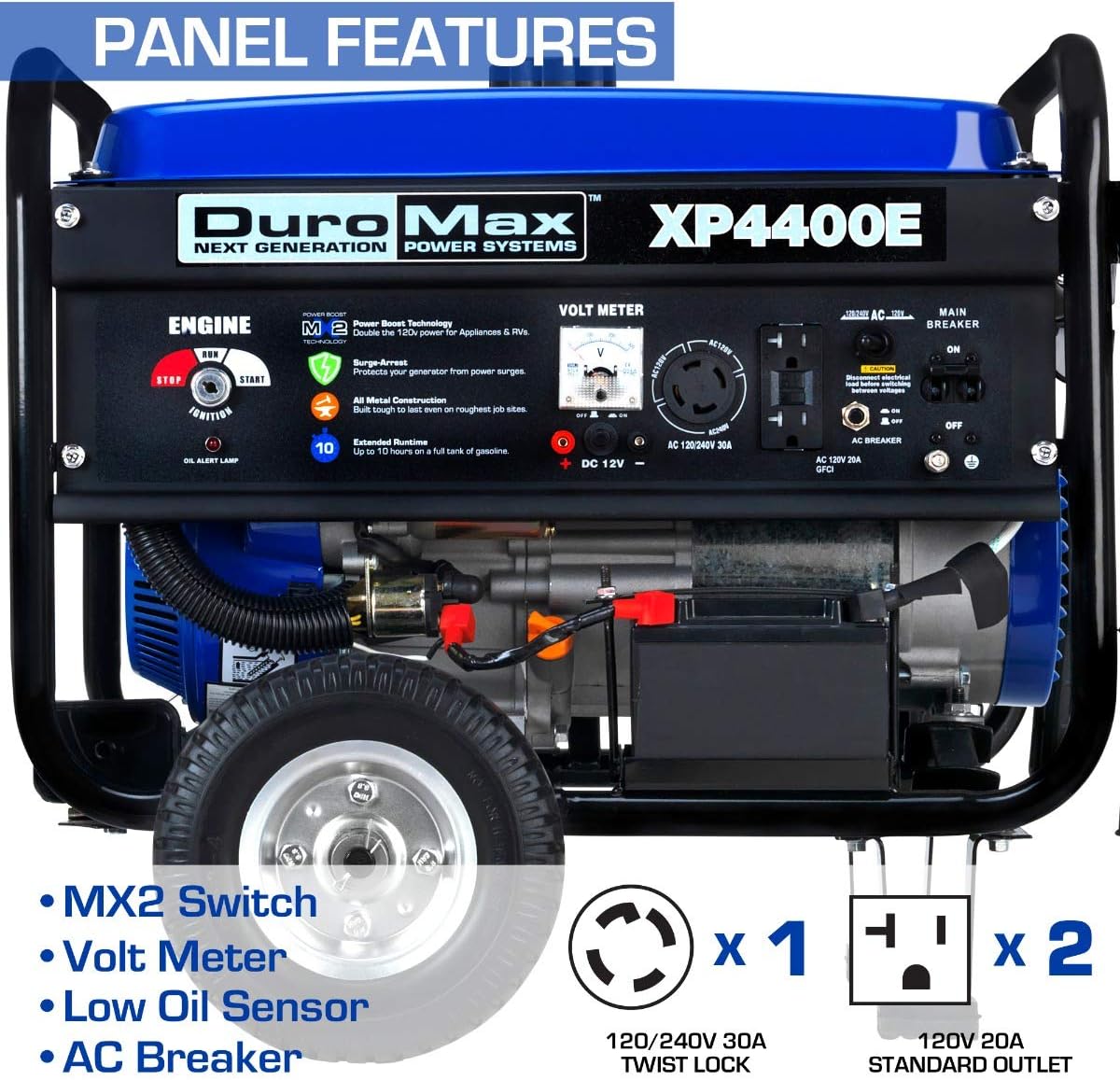 DuroMax XP4400E 4400 watt 7-Hp RV Grade Gas Generator with Electric Start : Garden & Outdoor