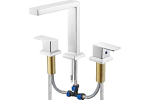 HEYMYTAP High Flow Roman Tub Faucet Set, Solid Brass Bathtub Faucets Chrome 2 Handle Tub Faucets No Dripping Deck Mount Tub Faucet 3 Hole Faucet for Bathtub Spout Reach 5.3 Inch