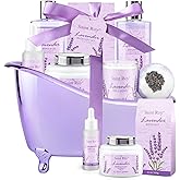 Lavender scented gifts for mom Spa Gift Baskets for Woman - spa baskets for women gift Lavender Gifts for Women, Bath Set, Christmas Gifts for Ladies, Home Spa Kit Gifts for Her, Mothers Day