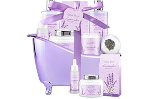 SAINT ROY Lavender scented gifts for mom Spa Gift Baskets for Woman - spa baskets for women gift Lavender Gifts for Women, Bath Set, Christmas Gifts for Women, Home Spa Kit Gifts for Her, Mothers Day