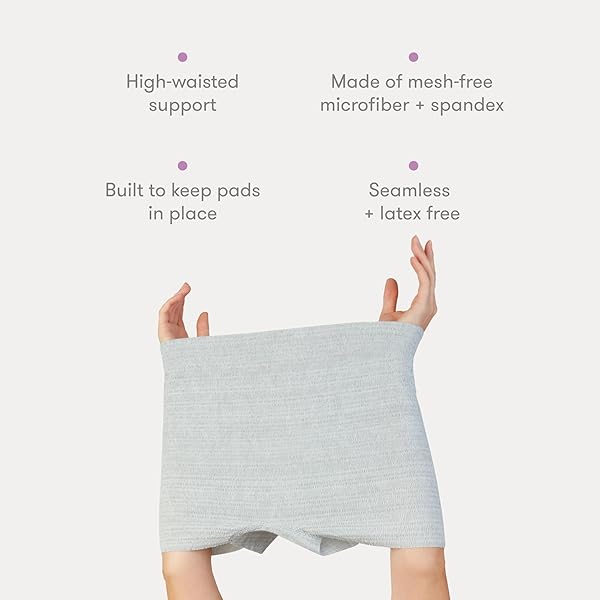 FRIDA MOM WOMEN’S POSTPARTUM UNDERWEAR, DISPOSABLE BOYSHORT UNDERWEAR, SEAMLESS WITH STRETCHY SUPPORT, POSTPARTUM ESSENTIALS, SIZE REGULAR (WAIST 28″-42″ STRETCHED), 8 COUNT, GREY