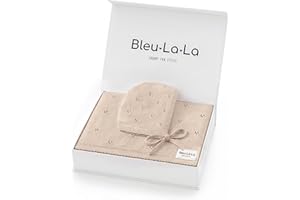 Bleu La La Organic Pointelle Baby Blanket + Hat Gift Set for Boys & Girls - 100% Soft Luxury Cotton Swaddle Blanket + Bonnett Registry for Newborns & Infants (Oatmeal + Hat)