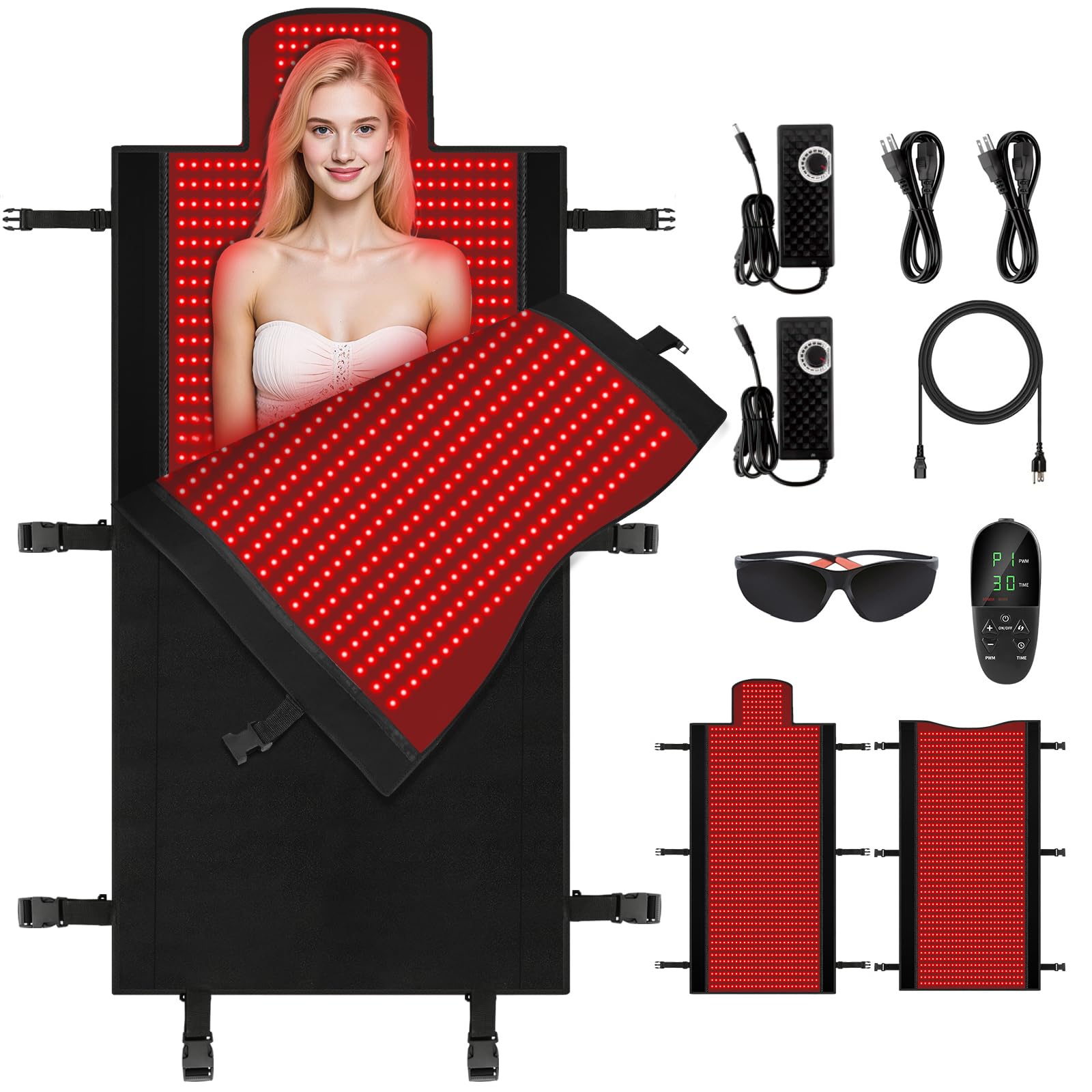 Photo 1 of 2570 LEDs Dual Full Body Red Light Therapy Mat, Eligible Red Light Therapy Blanket, 2570pcs Dual Wavelength LEDs(660nm& 850nm), Premium Leather, Adjustable Timer & Intensity