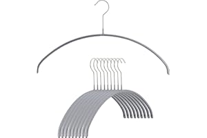 MAWA Euro Series Non-Slip Space Saving Clothes Hanger, Set of 10, Silver Style 40/P, Pack of 10, 10 Count (14148)