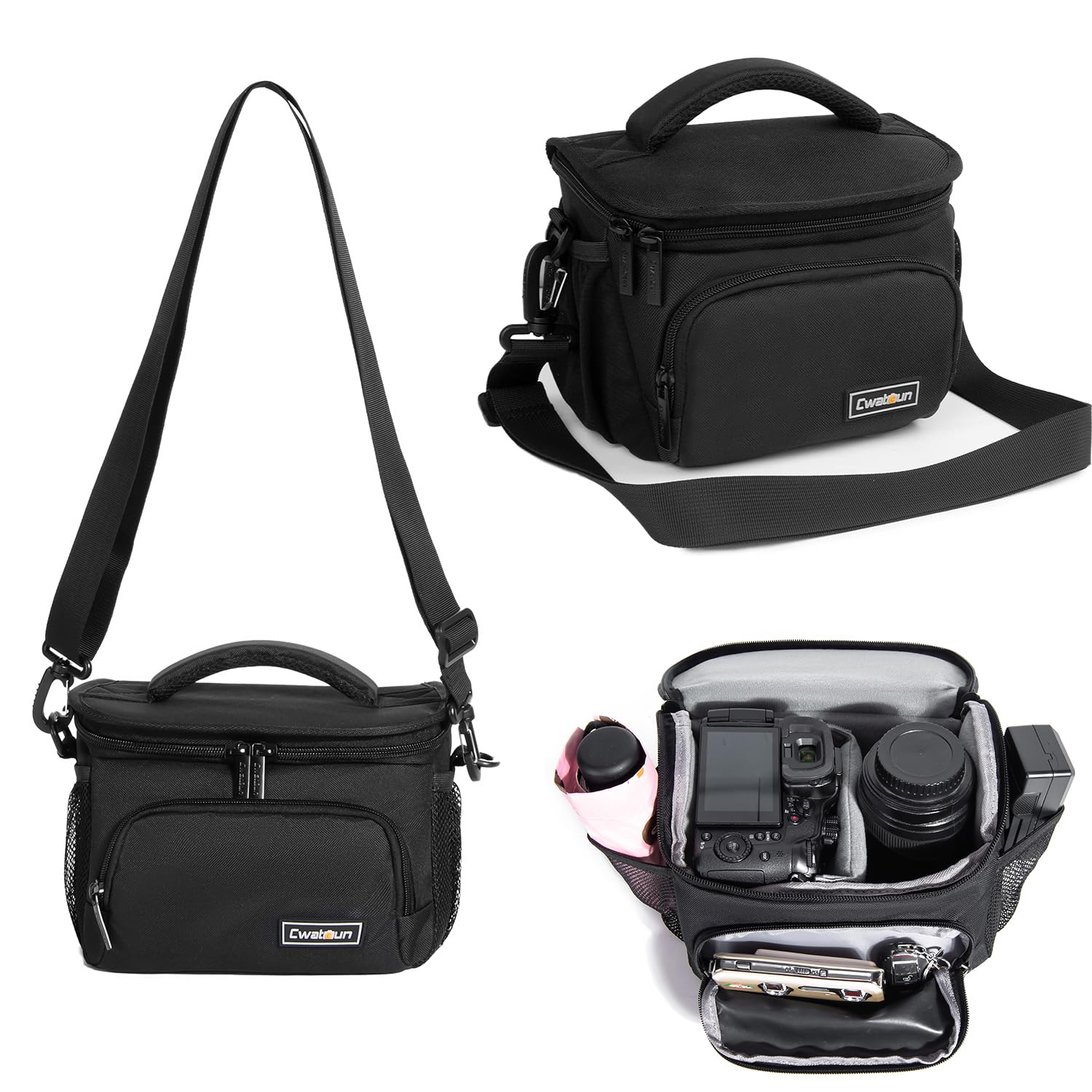 Photo 1 of Cwatcun Small Camera Sling Bag Crossbody Camera Shoulder Case, Waterproof Travel Photography Camera Messenger Bag for Canon, Nikon, Sony, Fuji DSLR/SLR/Mirrorless Cameras, Lens and Accessories