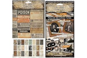 Tim Holtz Idea-ology Halloween 2025 Backdrops & Peculiar and Curious Things Sticker Book - 2 Item Bundle