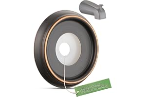 OrgCreator Tub Spout Cover Ring with Seal Back Hole Cover Fit 1/2" Copper Pipe, Thread Pipe, Prvent Leaking from Behind Tub Spout, 1-1/2 Inch ID and 3-5/8 Inch OD, Oil Rubbed Bronze