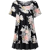 LARACE Plus Size Tunic Tops for Womens Summer Clothes Dressy Round Neck Short Sleeve Shirts Flowy Chiffon Blouses