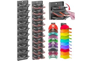 Hat Organizer for Baseball Caps, Wall Mounted Hat Rack with Strong Adhesive, 2 Pack Hat Storage Display Holder, Multilayer Ha