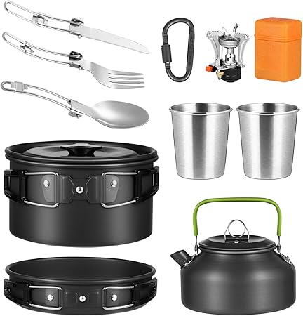 Amazon Iplusmile キャンプクッカー コッヘルクッカー ツーリングクッカー アウトドア 屋外キャンプ用食器 調理セット 登山用鍋 キャンピング鍋 キャンプ用品 収納袋付き 1 2人 Iplusmile 自助サポート調理器具