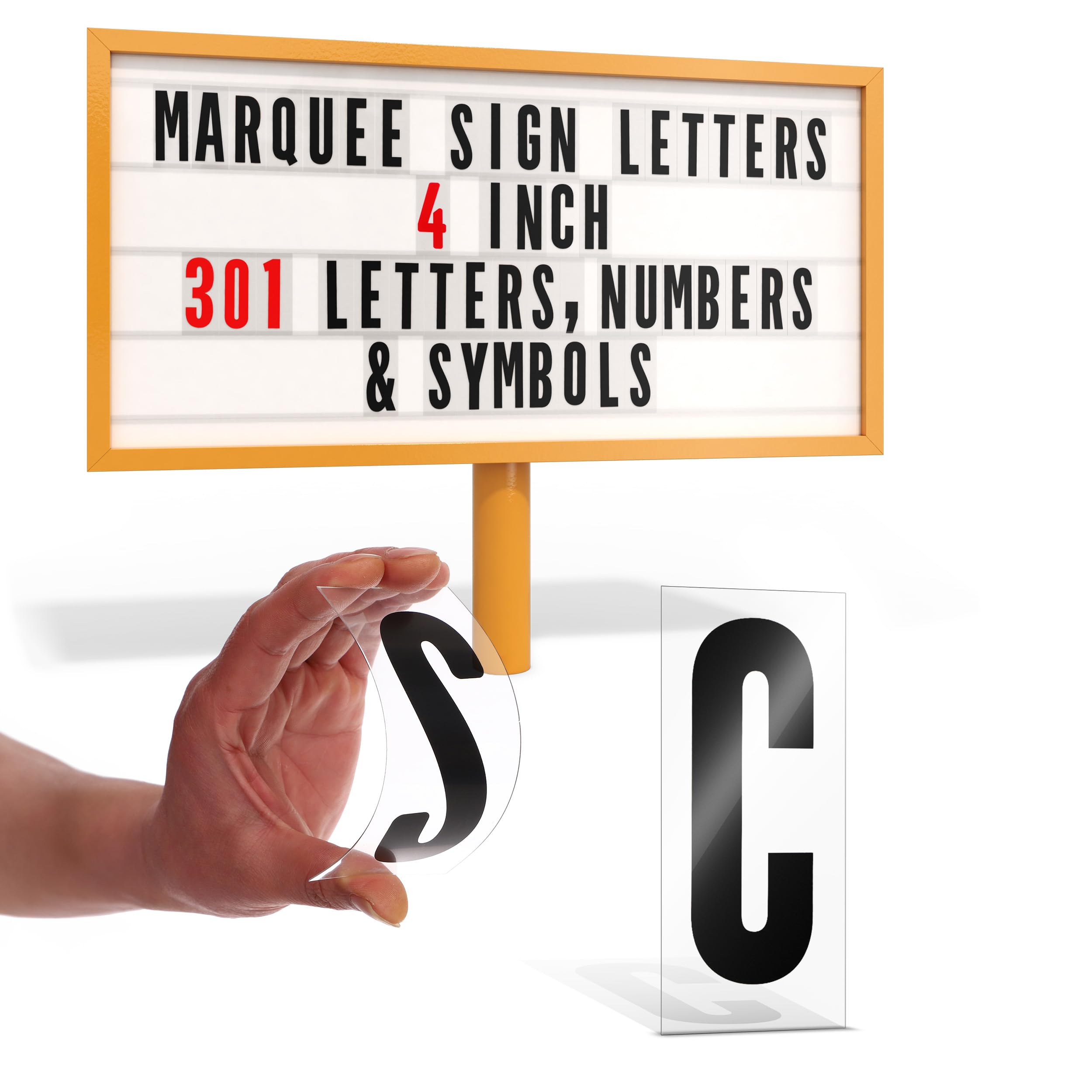 Photo 1 of Houseables Marquee Letters, Sign Letters, Marquee Sign, Markee, Plastic, Acrylic, Changeable, for Outdoor Board, Letterboard, Church, Restaurant, 4 Inch Character on 5” Panel, 301 PC with Numbers