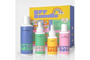 InstaNatural BESTIES BFF Four Step Teen Skincare Kit | Simple Skincare for Healthy Skin (Cleanser, Toner, Serum & Gel Moisturizer for All Skin Types) (BFF Four Step Kit, Fresh Citrus)