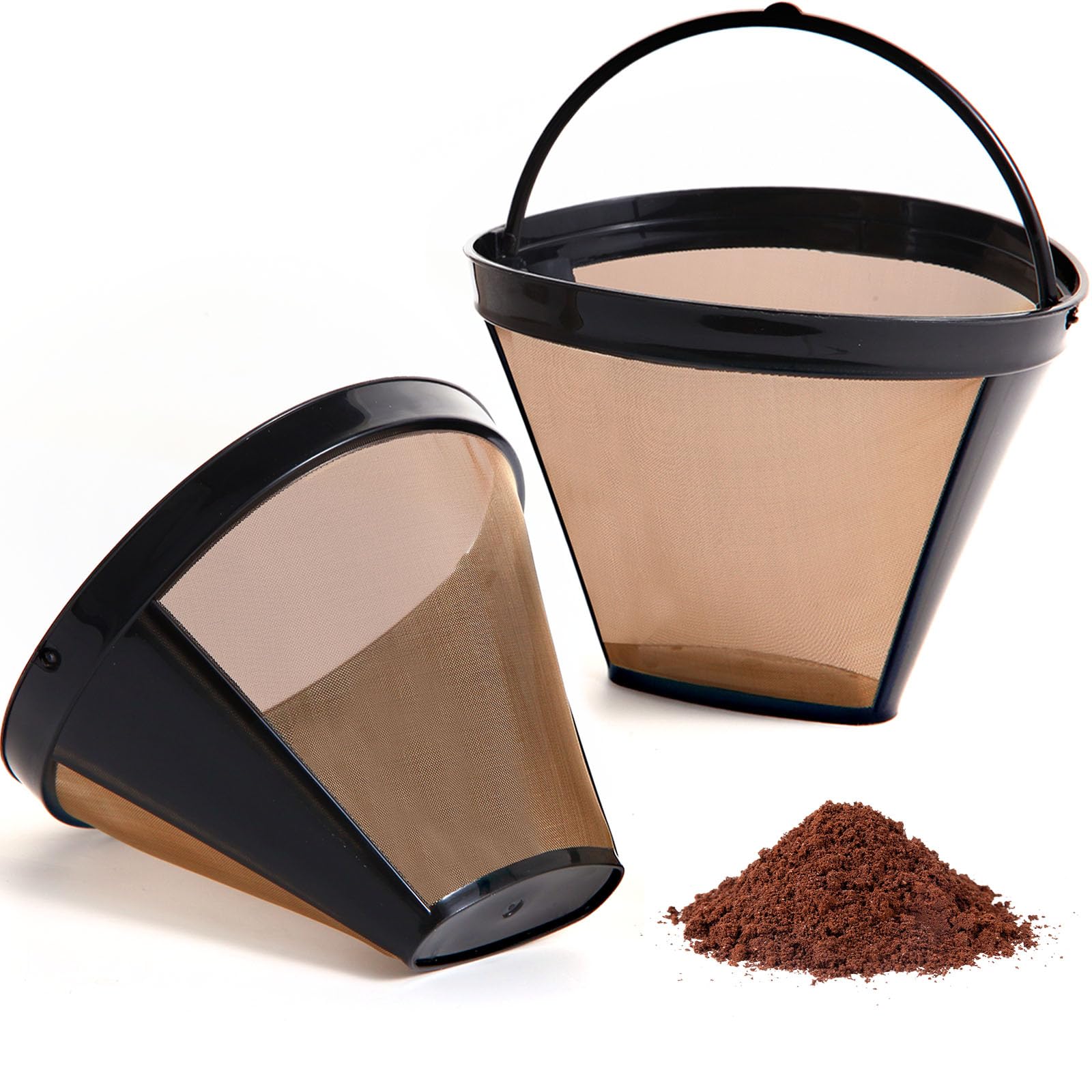 Photo 1 of 2PCS Reusable Coffee Filters for Ninja, Premium Gold Coffee Filter, No.4 Cone Coffee Maker Filters for Coffee Lovers, Compatible with Ninja Dual Brew Pro Reusable Coffee Filter