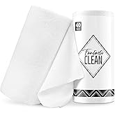 Fantasticlean Microfiber Cleaning Cloth Roll -40 Pack, Tear Away Microfiber Towels, 12" x 12", Reusable, Washable, Scratch Free, Ultra Absorbent Dishcloth for All-Around Cleaning Supplies (White)