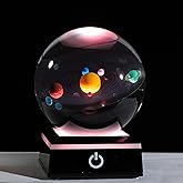 3d Solar System Model Crystal Ball 80mm 3.15inch - Outer Space Astronomy Gifts Room Decor Crystal Sphere Unique Gifts For Men Him Best Birthday Dad Physics Science Teacher Night Light Planet Lamp