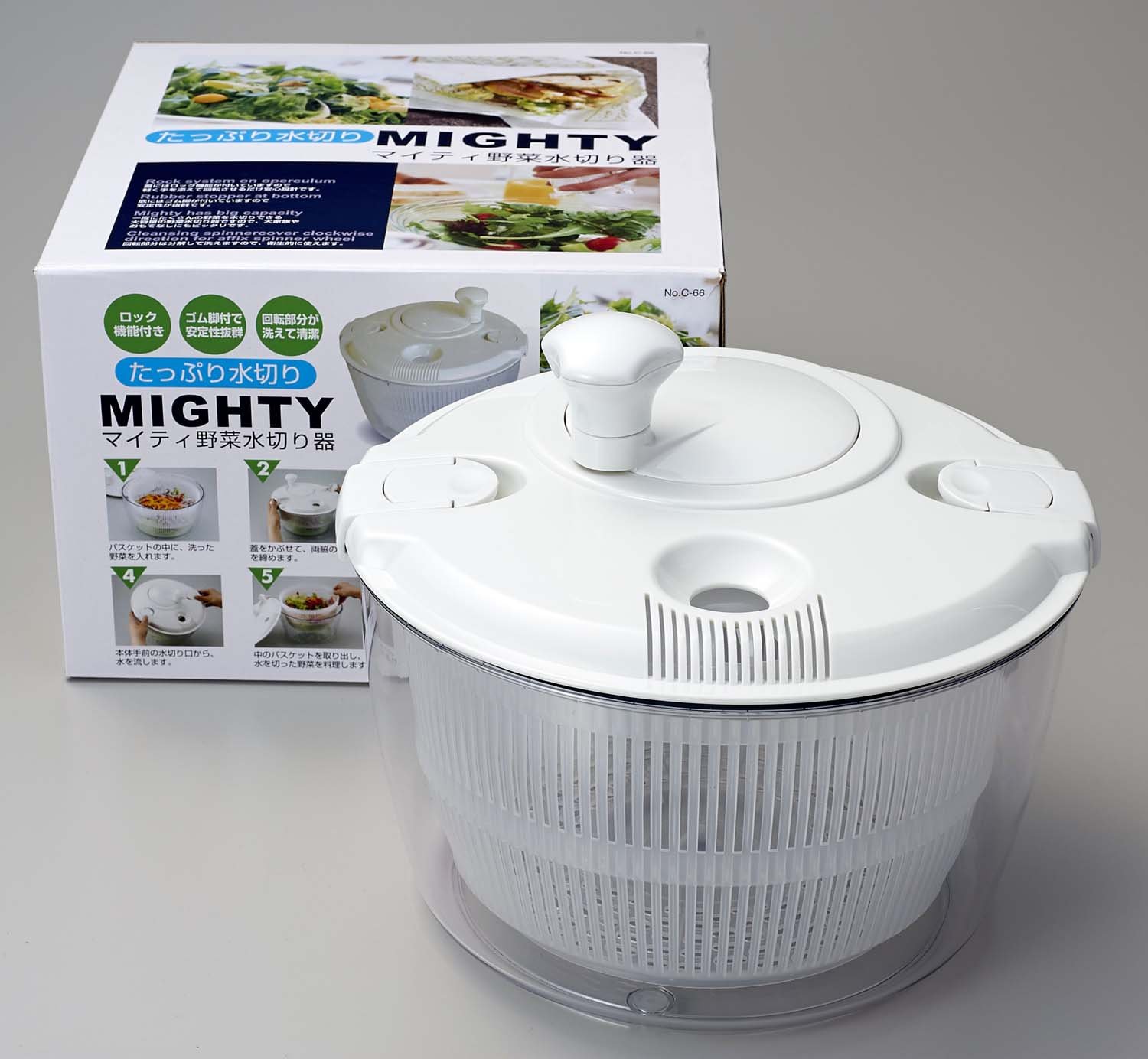 PEARL METAL Quick-Drain Mighty Vegetable Colander Bowl/Salad Spinner C-66