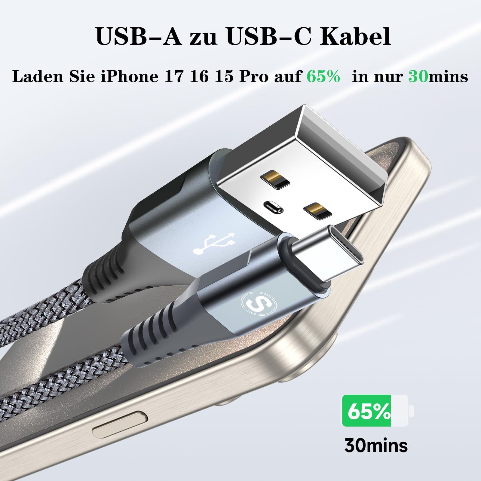 sweguard USB C Kabel 3.1A [2Stück 3m] Schnellladung, Ladekabel USB C Nylon für iPhone 15 16 Pro Max, Samsung Galaxy S24 S23 S22 S21 S20 S10 S9 S8 Plus,Note,A71 A55 A52 A51 A50 A15,Flip Pixel LG Moto 2