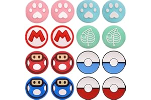 NPTCL Thumb Grip Cap Compatible for Nintendo Switch Joystick Cover Button KeyCap Silicone Caps (16pcs Mario)