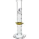 Graduated Cylinder, 25mL - ASTM, Class A Tolerance ±0.17mL - Protective Collar, Hexagonal Base - Blue Graduations - Borosilicate 3.3 Glass - Eisco Labs