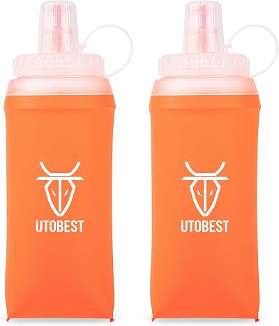 UTOBEST Soft Flask 2x350ml Collapsible Water Bottle TPU Orange Running