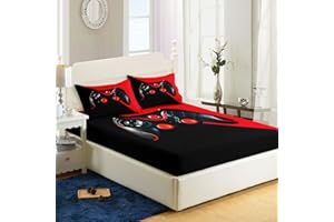 AILONEN Gamer Fitted Sheet TwinXL Size,Gaming Bedsheets Set,Gamepad Bed Sheet Set for Boys,Boys Video Games Bedding Set,1 Fitted Sheet and 2 Pillow Case,3 Piece