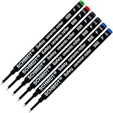 Schmidt 888 Safety Ceramic Rollerball Refill - Black, Blue, Green, Red Ink (Fine Tip 0.6mm) - Pack of 6