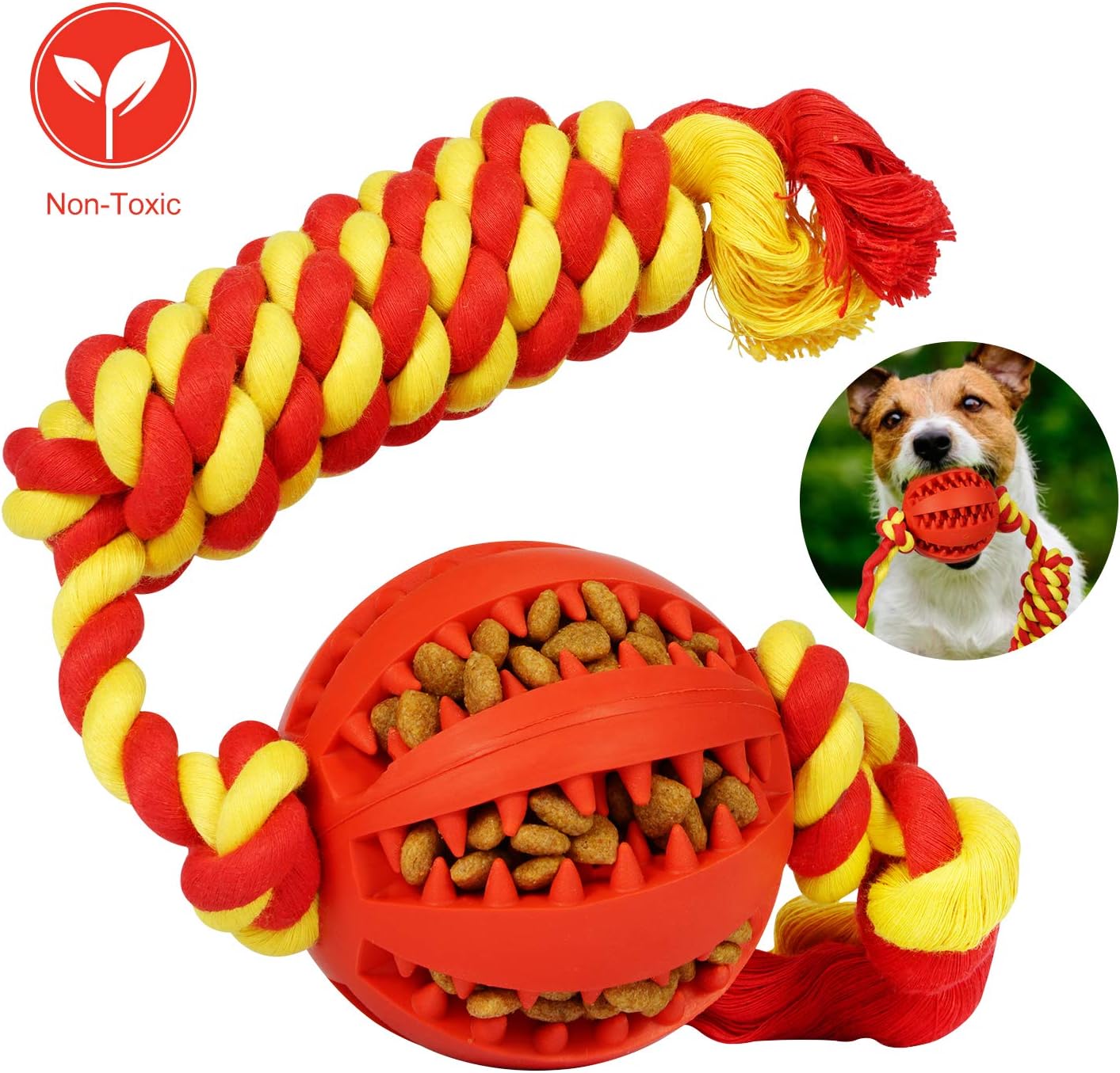 dog toy ball with rope