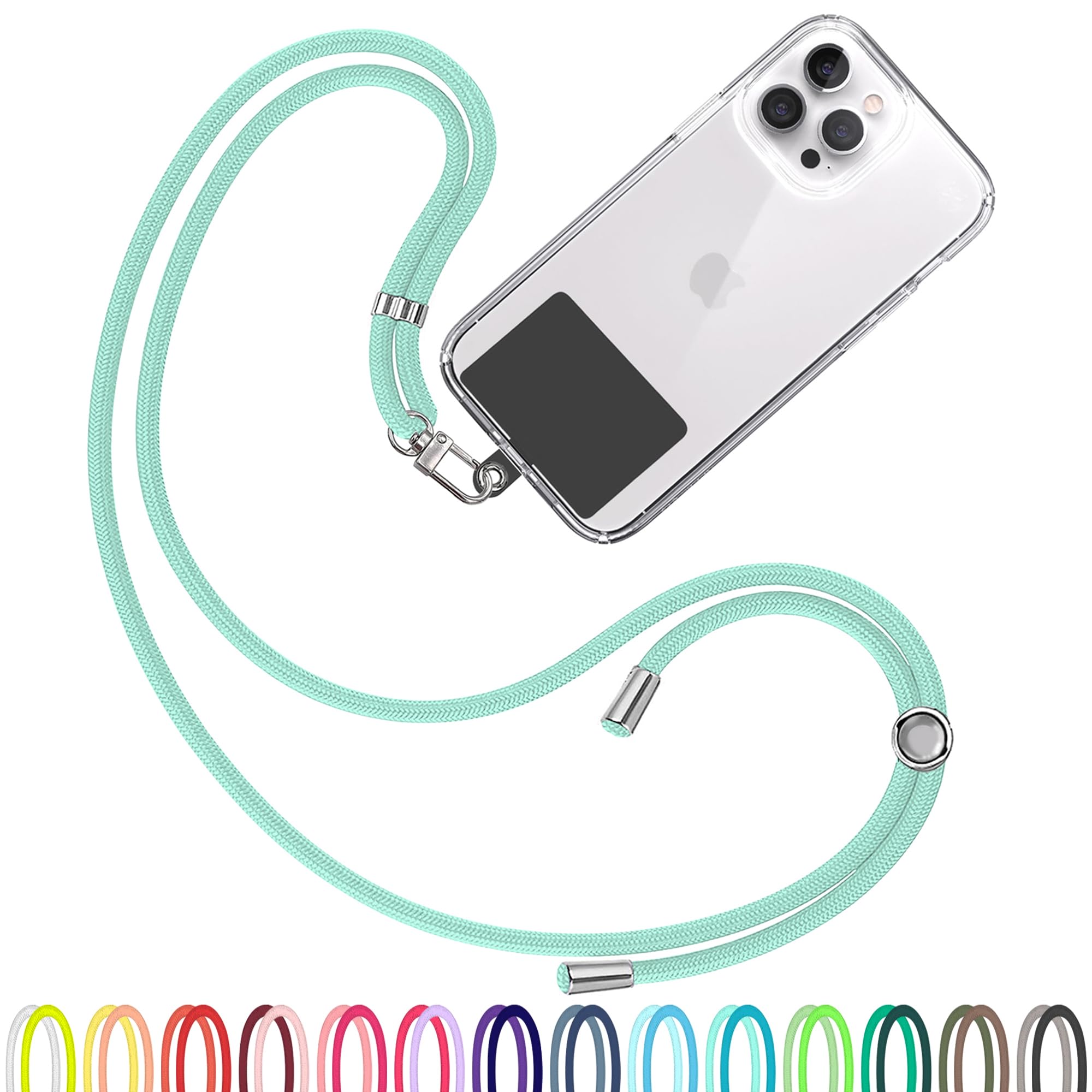 TBOC Cell Phone Lanyard [Green Water] - Comfortable Universal Smartphone Lanyard - Easy to Use Neck Phone Holder [Black Patch] - Adjustable Length Phone Strap Crossbody - Fits All Mobile Phones