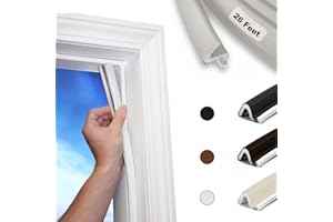 YZGJM 26 FT Door Frame Kerf Non-Adhesive Weather Stripping Seal Strip PU Foam, PE Cover, Groove Slot Installation for Large Gap, Sound Heat Insulation, Dust Water Prevention (26ft, White, Flanged)