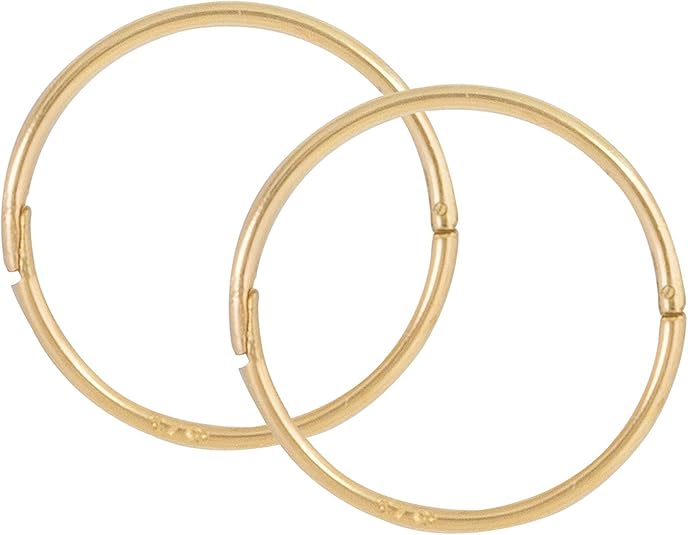 9ct Yellow Gold 15mm Hinged Sleeper Hoop Earrings Amazon.co.uk Jewellery