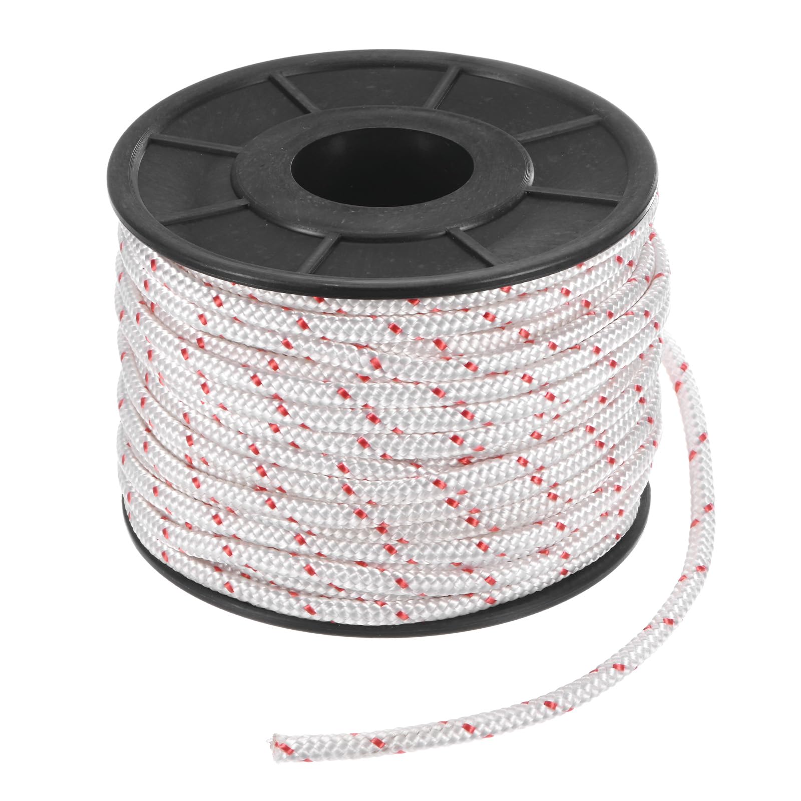 M METERXITY Recoil Starter Rope Pull Cord 5.5mm 30m Pull Starter Rope Nylon Pull Cord Pull Starter Rope for Mower/Chainsaw/Trimmer/Brush Cutter [White Red]