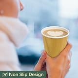 Zuvo Kraft 12 Ounce Ripple 3 Ply Disposable Insulated Paper Cups Brown view 5