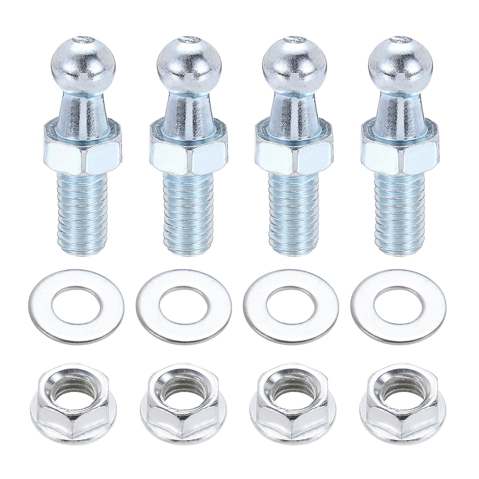 Photo 1 of uxcell M8 x 0.5" Ball Stud Bolt, Stainless Steel Gas Spring End Fitting with Hardware Lift Support Strut Fitting for Gas Struts Ball Ended Bonnet, Silver 4pcs