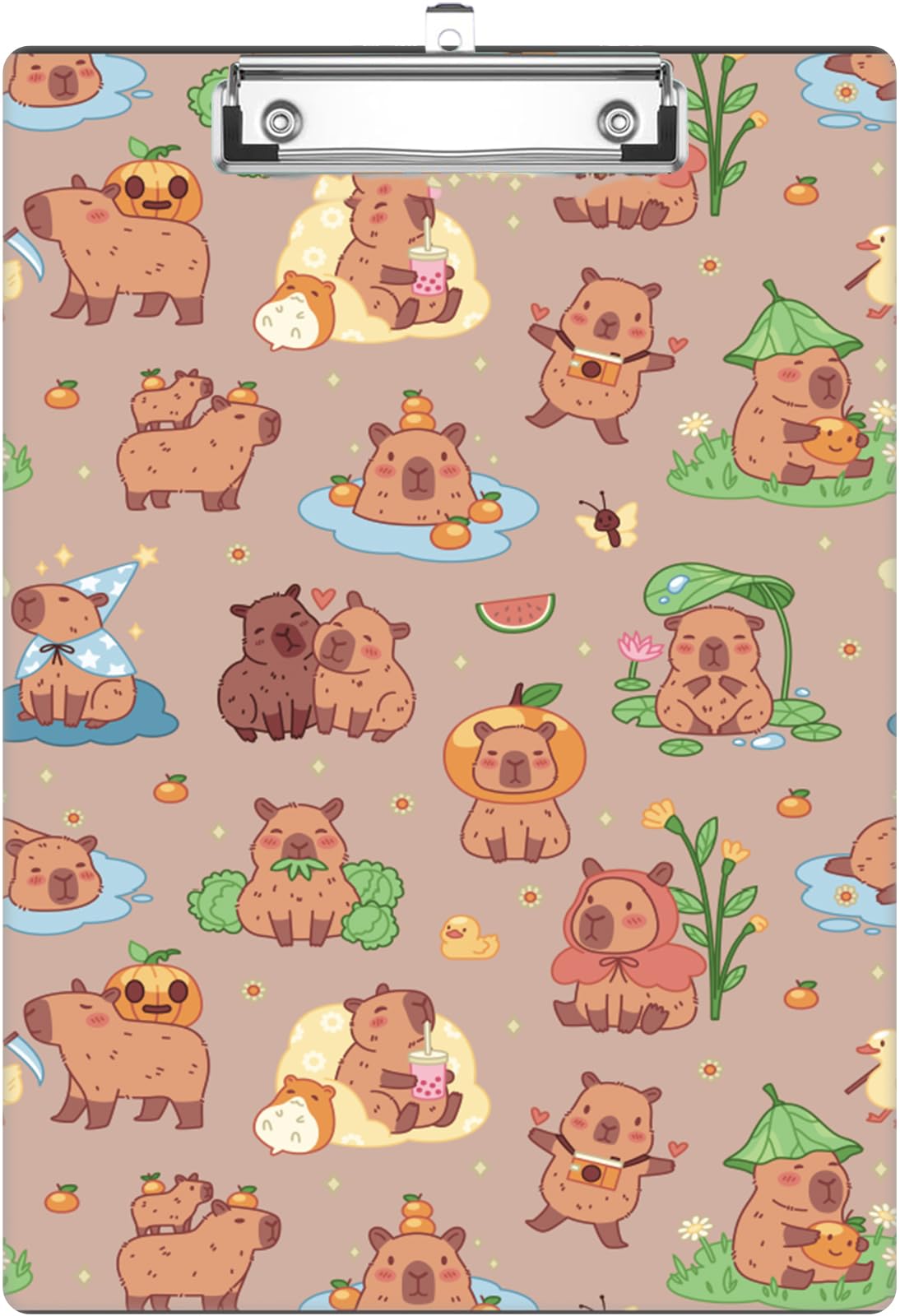 Photo 1 of Cartoon Happy Capybaras Clipboard, Cute Decorative Clip Board with Metal Clip Pretty Plastic Clipboards A4 Standard Size 12.6" X 8.9" for Kids, Teacher, Students, Nurses & Office