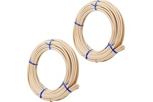 MOUYAT 2 Roll Total 131 Feet x 3/16 Inch Groove Chair Caning, Round Reed Spline Cane Webbing for Weaving, Chair Caning Suppli