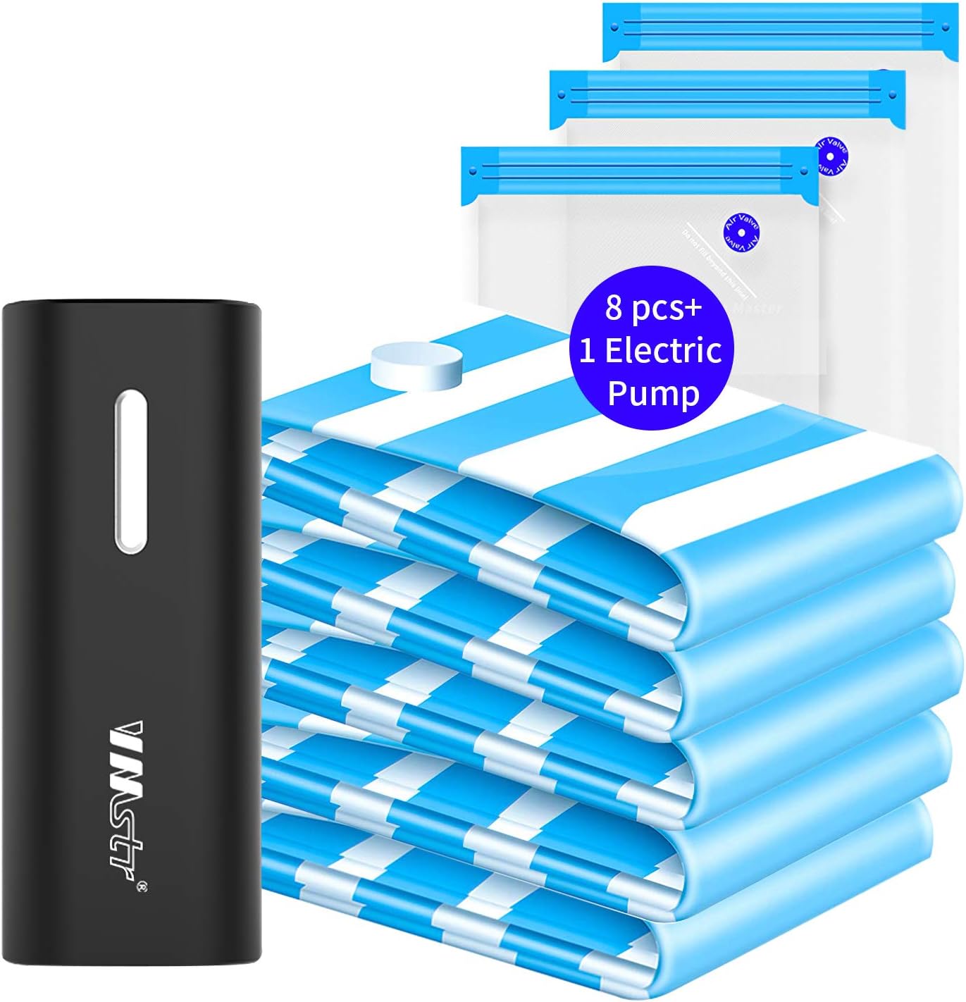 8PCS VMSTR Vacuum Storage Bags with Wireless Electric Pump Space Saver