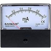 BAOMAIN DH-670 DC 0-1mA Class 2.5 Analog Panel Amp Ammeter | DC 0-1mA panel ammeter for easy current testing. Class 2.5 accuracy with clear scale.